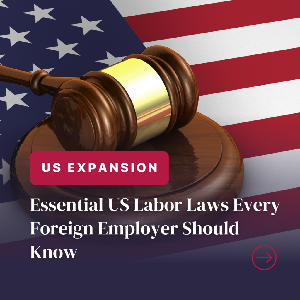 Gavel and US flag, US labor law guide.